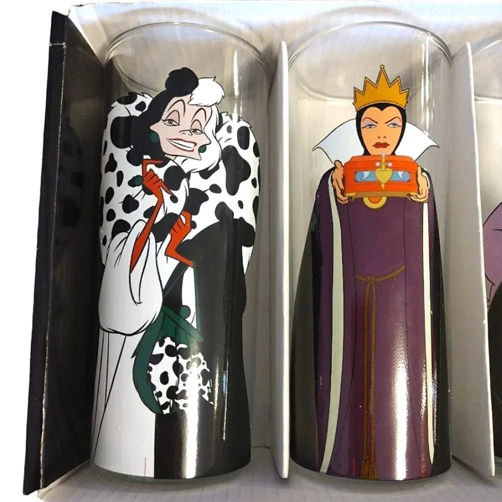 Disney‎ Villains Characters Prints 10oz Tumbler Glassware Set of 4 NWT